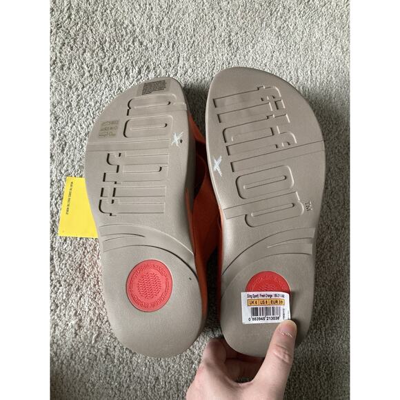 Fitflop Flatform Sling Toe Thong Sandal Tan & Fresh Orange Size 8 Outdoor Boho - Picture 4 of 4